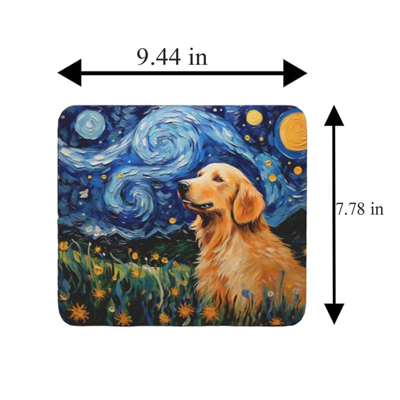 Starry Night Dog Golden Retriever Non-Slip Computer Mousepad